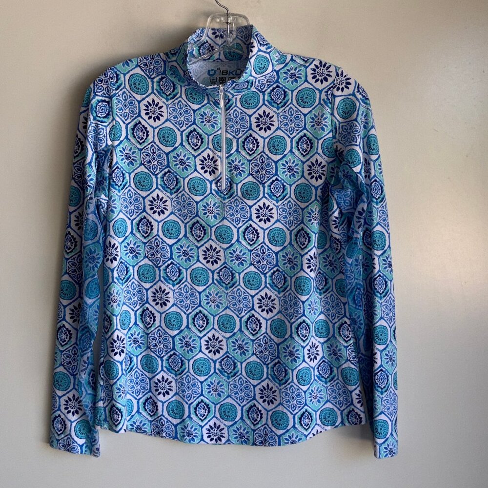 IBKUL 1/4 Zip Long Sleeve Sun Top Size Small